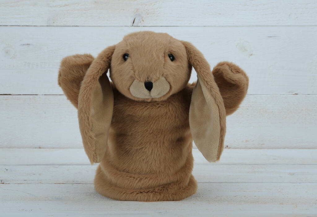 Brown Bunny Hand Puppet With Matching Mini Toy, 1 of 5