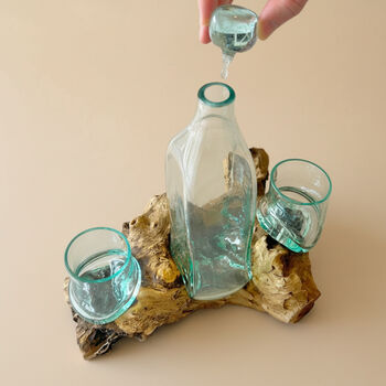 Whisky Decanter And Two Tumblers On Wood, 6 of 9