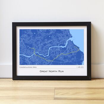 Great North Run Route Map Personalised Runner Gift, 7 of 9