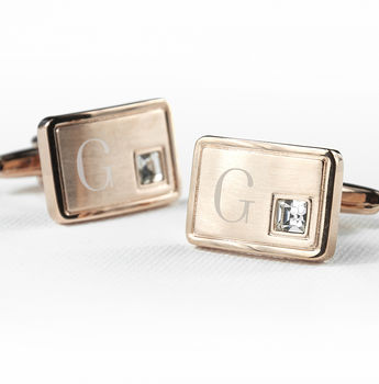 Personalised Rose Gold Plated Cufflinks With Crystal, 7 of 7