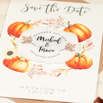 Pumpkin Acrylic Save The Date Magnets And Cards, 6 of 7