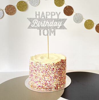 Personalised Happy Birthday Glitter Cake Topper, 5 of 5