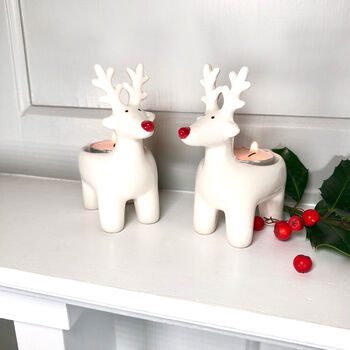 Christmas Reindeer Candle Holder Pair, 2 of 2