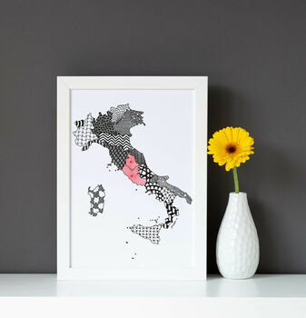 Personalised Map Of Italy Print, 2 of 7