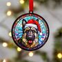 German Shepherd In Santa Hat Suncatcher Decoration, thumbnail 1 of 6
