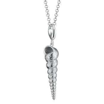 Sterling Silver Spire Shell Charm Necklace, 2 of 6