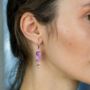 Colourful Orange Marble Pearl Double Pearl Earrings, thumbnail 5 of 10