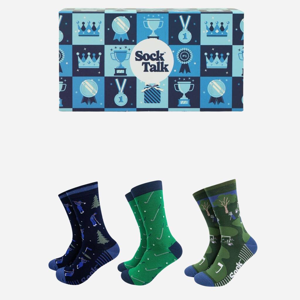 Playing Golf Bamboo Socks Gift Set For Men, 1 of 4