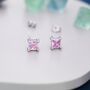 Princess Cut Tourmaline Pink Stud Earrings, thumbnail 1 of 12