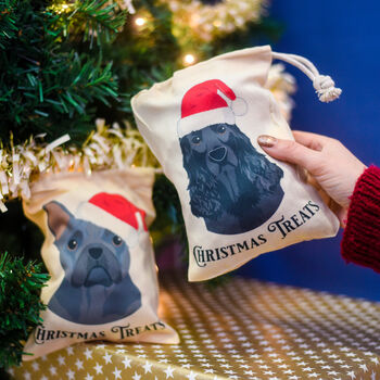 Personalised Santa Dog Christmas Treat Bag, 9 of 12