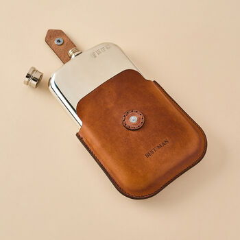 Hip Flask With Personalised Leather Case, 2 of 2