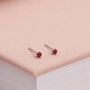 3mm Sterling Silver Ruby Red Crystal Stud Earrings, thumbnail 1 of 3