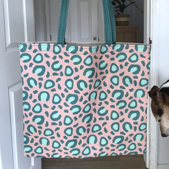 Pink And Teal Tote Bag With Motivational Message Inside, 2 of 4