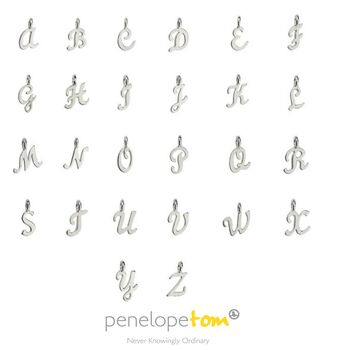 Sterling Silver Script Mini Initial Letter Necklace, 3 of 6
