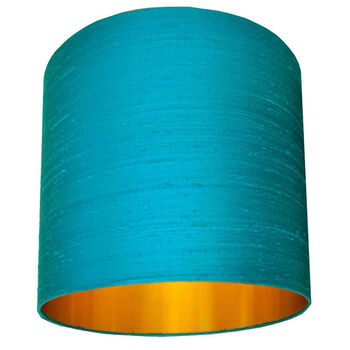Aqua Blue Silk Lampshades With Copper Or Gold Lining, 4 of 11