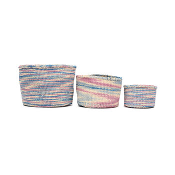 Kwenye: Blue And Pink Tie Dye Woven Storage Basket, 2 of 9