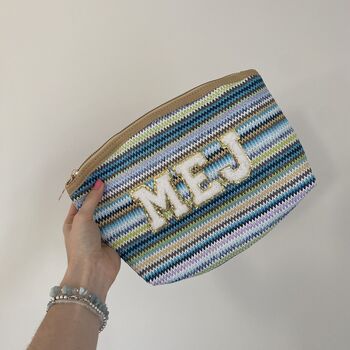 Personalised Chevron Zig Zag Clutch Pouch Cosmetic Bag, 3 of 9