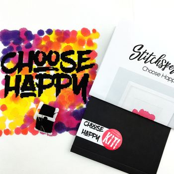 'Choose Happy' Modern Cross Stitch Kit, 2 of 3
