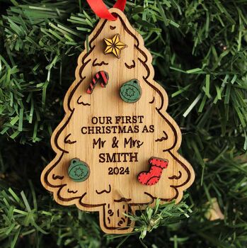 Personalised First Christmas Married Ornament Gift For Newlyweds, 5 of 6