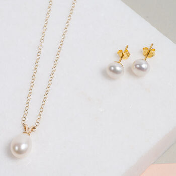 Thurloe White Pearl And 9ct Gold Stud Earrings, 4 of 5