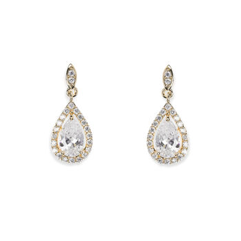 Belmont Rhodium, Gold Or Rose Gold Plated Drop Earrings, 4 of 11
