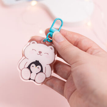 Cute Polar Bear And Penguin Acrylic Keyring Or Keychain, 2 of 4