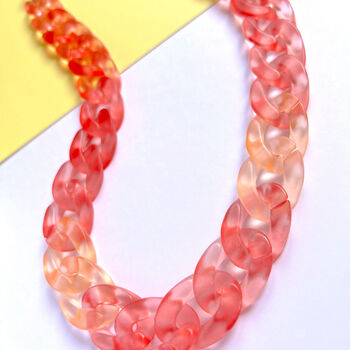 Chunky Terracotta Orange Acrylic Link Necklace, 5 of 7