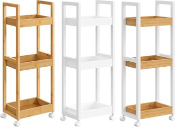 Three Tier Small Shelf Bamboo Bathroom Trolley Storage, 8 of 8