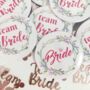 Bride And Team Bride Badges – Floral Hen Party Or Wedding Accessories, thumbnail 1 of 4