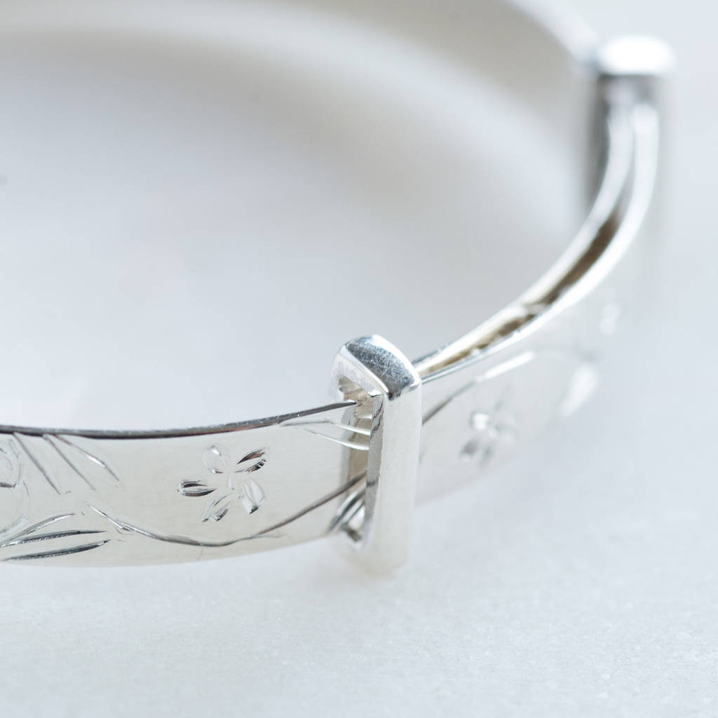sterling silver christening baby bangle by oh so cherished