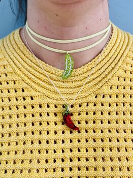 Pickle Charm Necklace / Pickle Girl Aesthetic Jewellery / Green Glitter Pickle Pendant / Gift For Pickle Lovers, 9 of 10