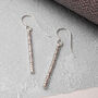 Hammered Silver Round Bar Drop Earrings, thumbnail 3 of 8