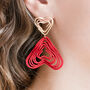 Red Acrylic Matte Bend Wire Heart Earrings, thumbnail 1 of 3