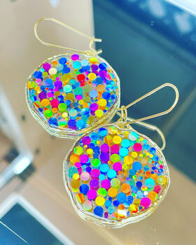 Super Sparkly Disco Earrings Hand Made Medium, 6 of 12