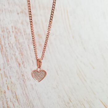 Rose Gold Cz Pave Heart Necklace, Thank You Flower Girl, 3 of 5