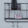 Two Shelf Metal Wall Unit With Hooks, thumbnail 2 of 3