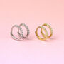 9ct Solid Gold Pave Cz Huggie Hoop Earrings, thumbnail 1 of 7