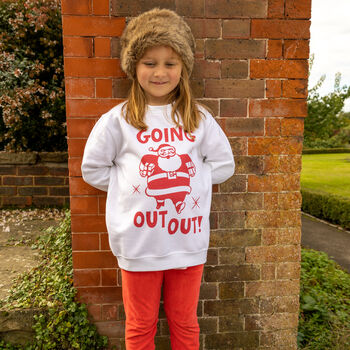 Going Out Out Santa Girls' Christmas Jumper, 4 of 4