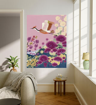 Flying Crane Japanese Art Print, 3 of 5