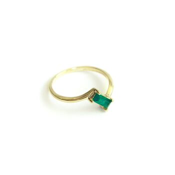 9ct Solid Gold Baguette Emerald Ring, 2 of 4