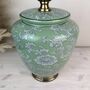 Sage Green White Floral Pattern Ceramic Porcelain Table, thumbnail 3 of 6