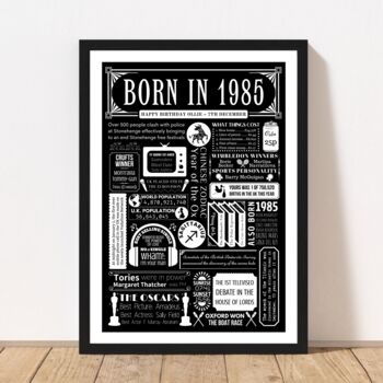 1985 Personalised 40th Birthday Fact Print Gift, 9 of 10