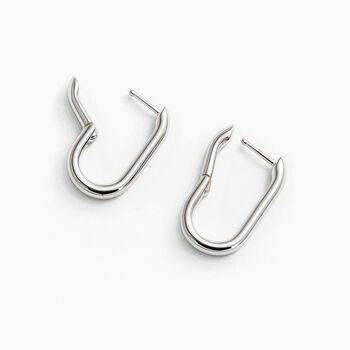 Women's Lightweight Small Oval Hoop Earrings In Sterling Silver, 3 of 6