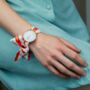 Red Blue Changeable Women Cotton Strap Wrist Watch, thumbnail 3 of 8