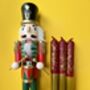 Red And Gold Glitter Christmas Candles 'Plum Puddings', thumbnail 3 of 4
