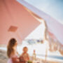 Baby Pink Striped Fringed Beach Canopy, thumbnail 5 of 6