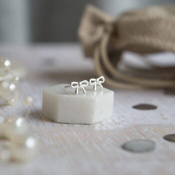 Silver Bow Earrings, Tied Together Friends Forever, 2 of 4