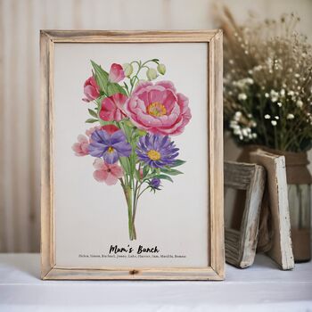 Personalised Birth Flower Mum’s Bunch Print, 6 of 12