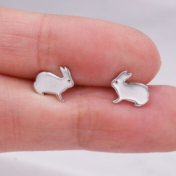 Sterling Silver Bunny Rabbit Stud Earrings, 3 of 7