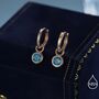 March Birthstone Aquamarine Blue Cz Hoop Earrings In Sterling Silver, thumbnail 7 of 12